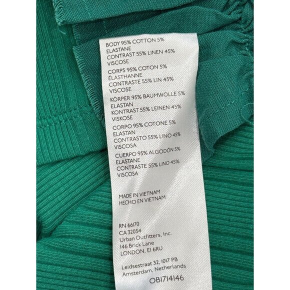 Pilcro Womens Sleeveless Ruffle V-Neck Tank Top Ribbed Kelly Green Size S NEW - Picture 8 of 8